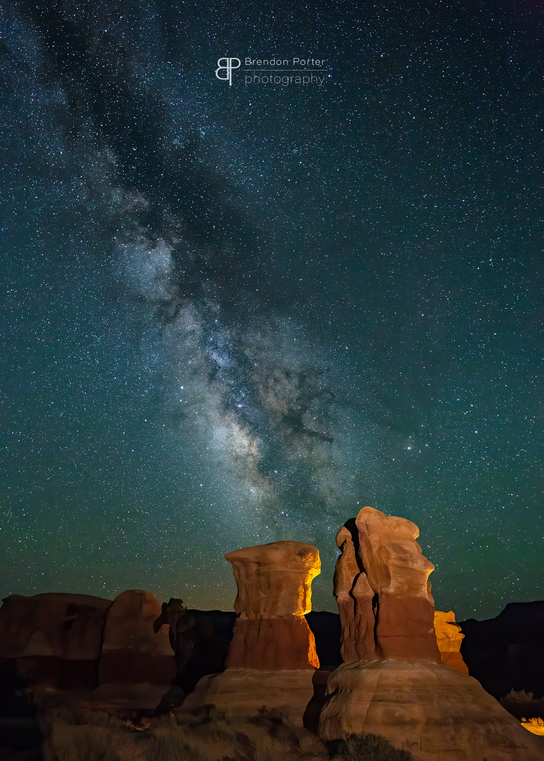 Starry Sky and Rock Formation